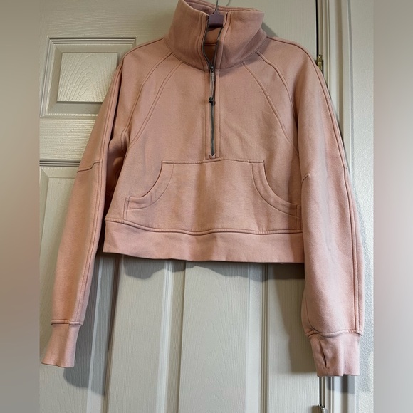 Lululemon Scuba Oversized Cropped Half Zip In Peach Satin Women’s Size XS/S - Picture 2 of 10